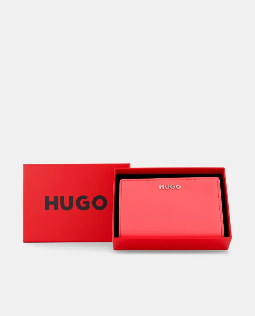 

Кошелек на молнии из ультрамягкой эко-кожи Hugo, коралловый