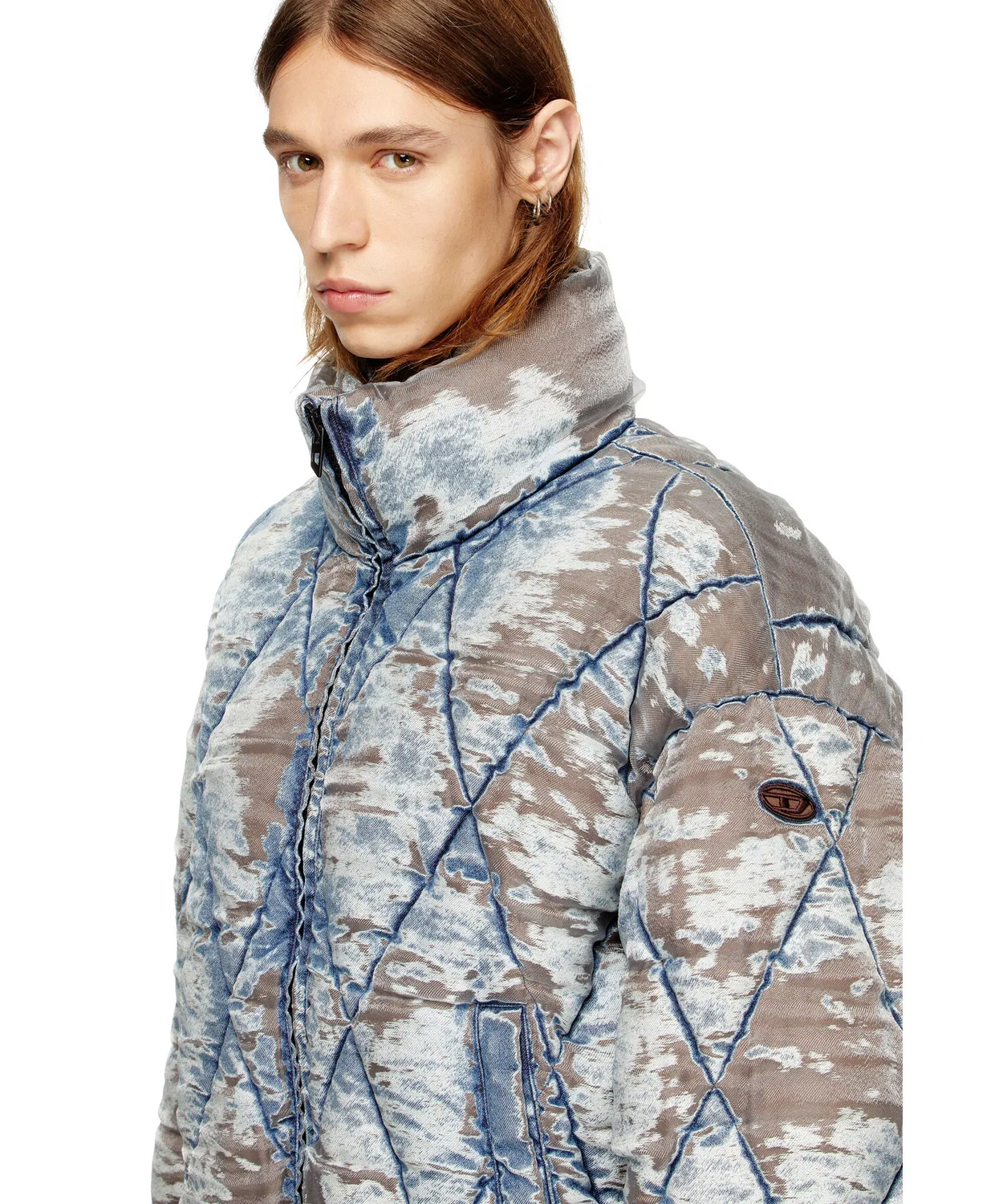 Пуховик с зип-застежкой W-KONS, синий — фото 3