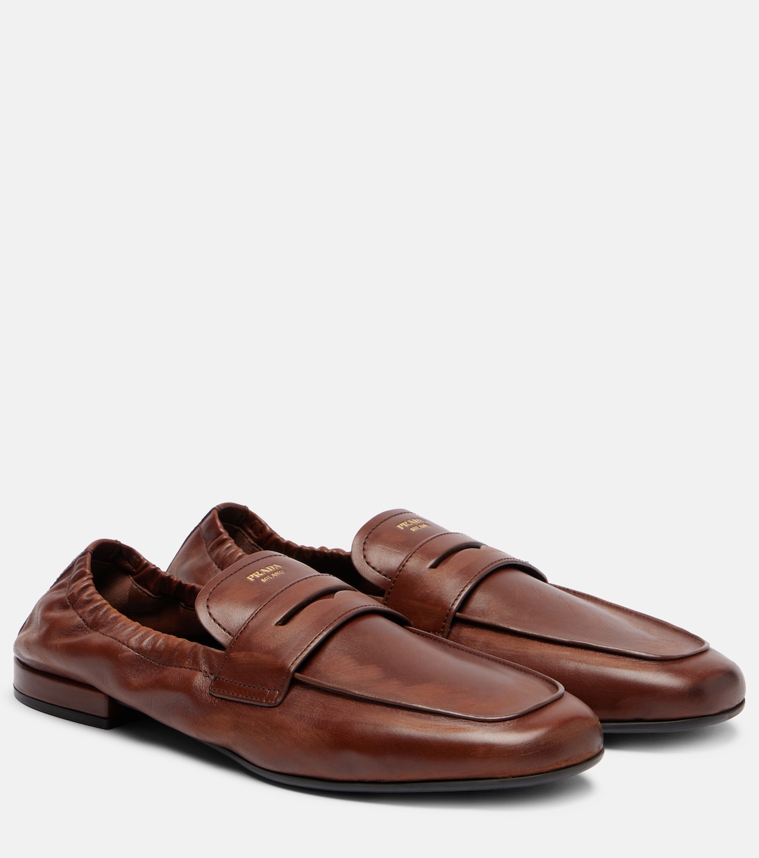 Кожаные пенни-лоферы Prada, коричневый