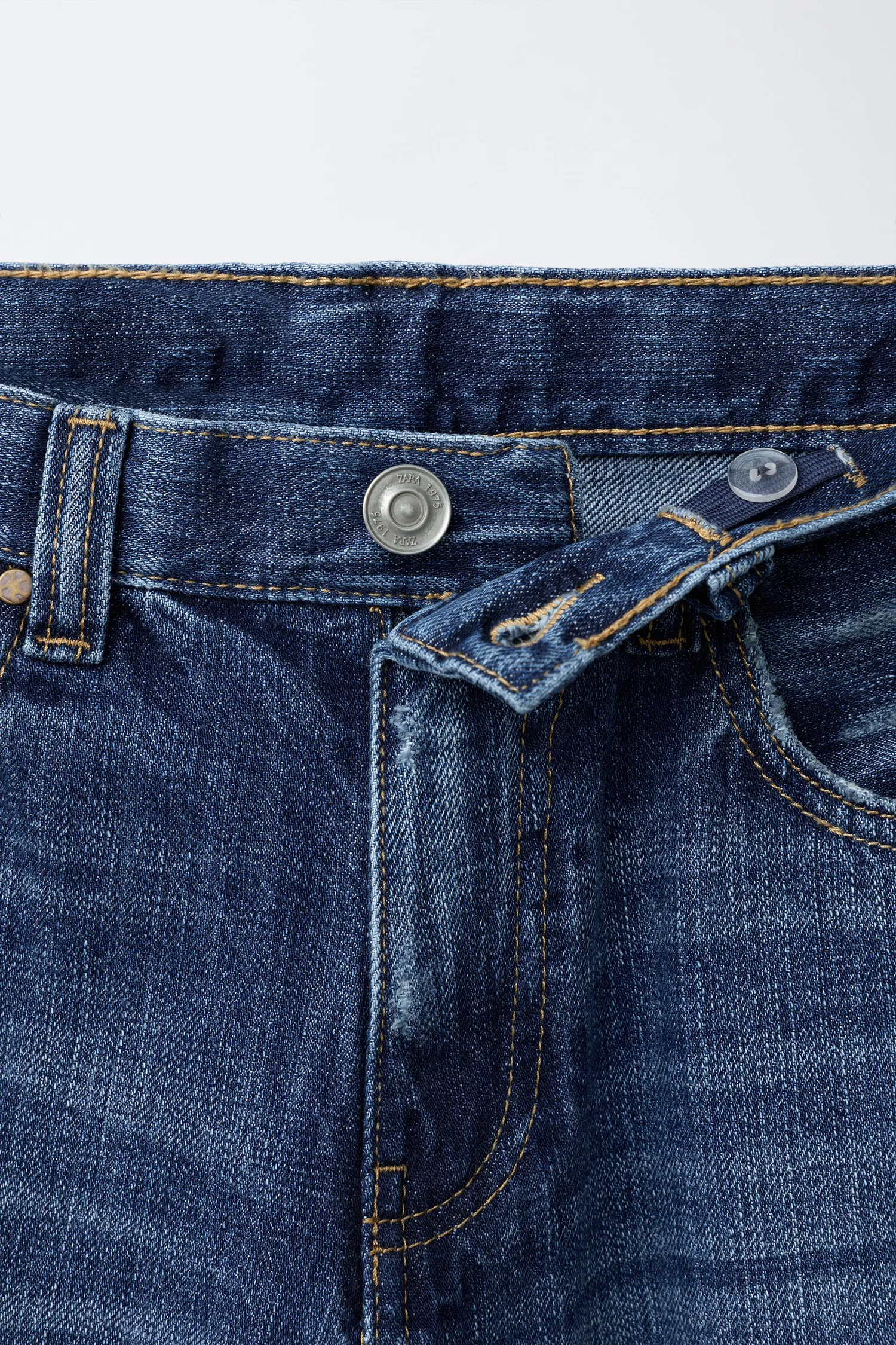 Свободные джинсы с подвернутым краем из кромки Zara, синий — фото 3