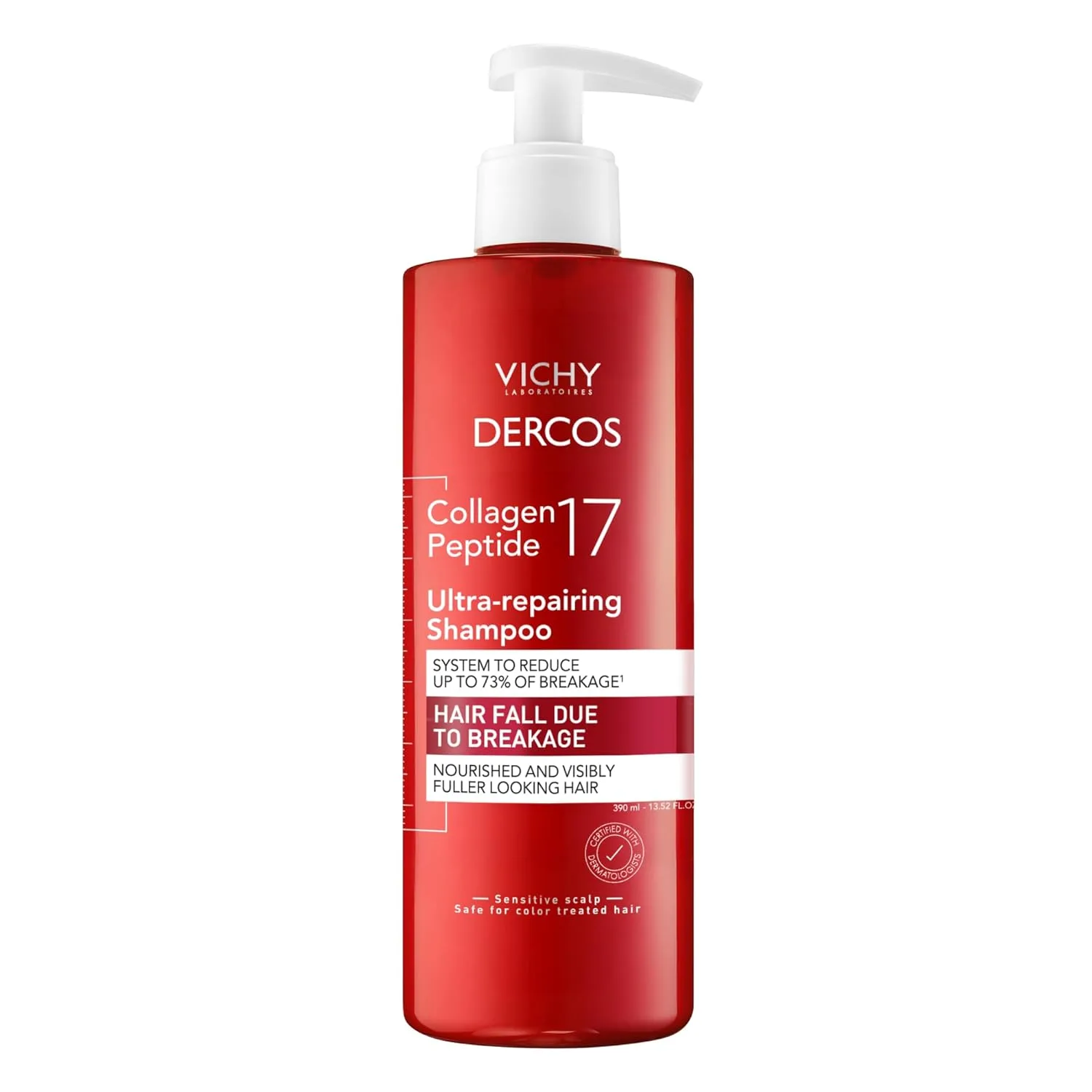 Шампунь Dercos Collagen Peptide 17 Ultra-Repairing Shampoo против выпадения волос и для восстановления поврежденных и ослабленных волос, укрепляет, уменьшает ломкость, придает объем. 400 мл (.)