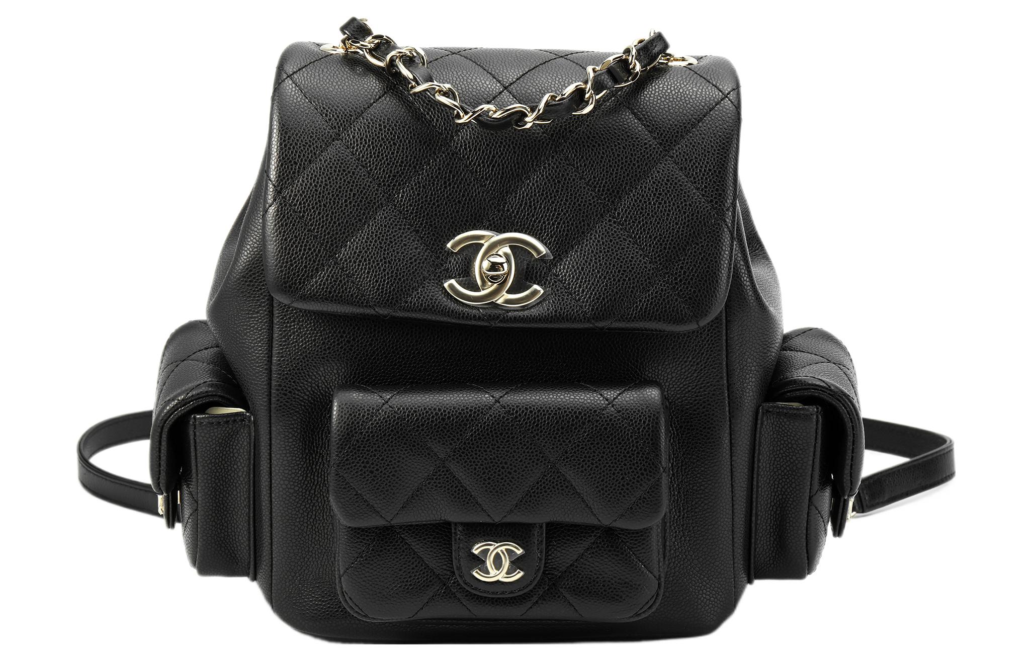 

CHANEL Взрывной рюкзак унисекс из кожи зернистой коровьей думы черный
