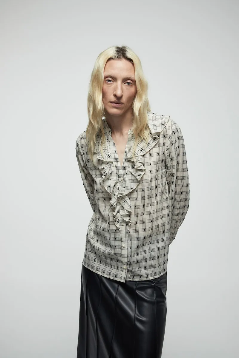 

Блузка с воланами из добби Sfera, белый