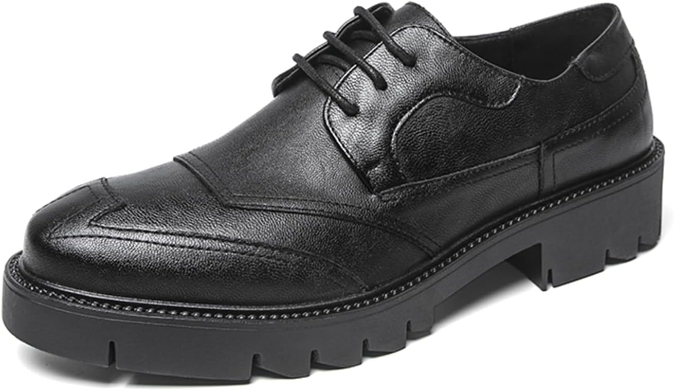 

Мужские черные оксфорды из лакированной кожи на шнуровке с массивной платформой, броги с круглым носком для официальных мероприятий, свадеб, вечеринок, деловых встреч и офисных собраний Psieicwm