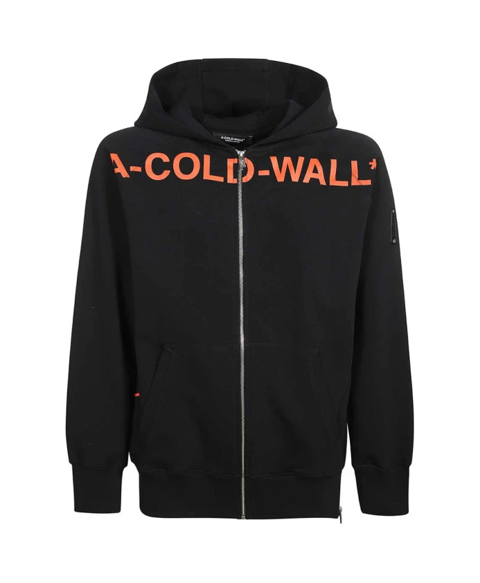 

Хлопковая толстовка с капюшоном и застежкой-молнией по всей длине. A-Cold-Wall, черный