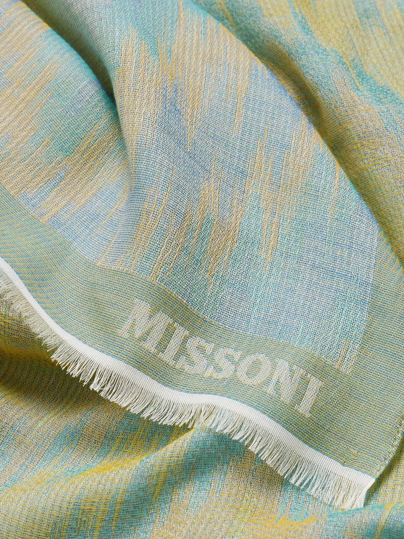 

Хлопковый жаккардовый шарф с бахромой MISSONI, синий