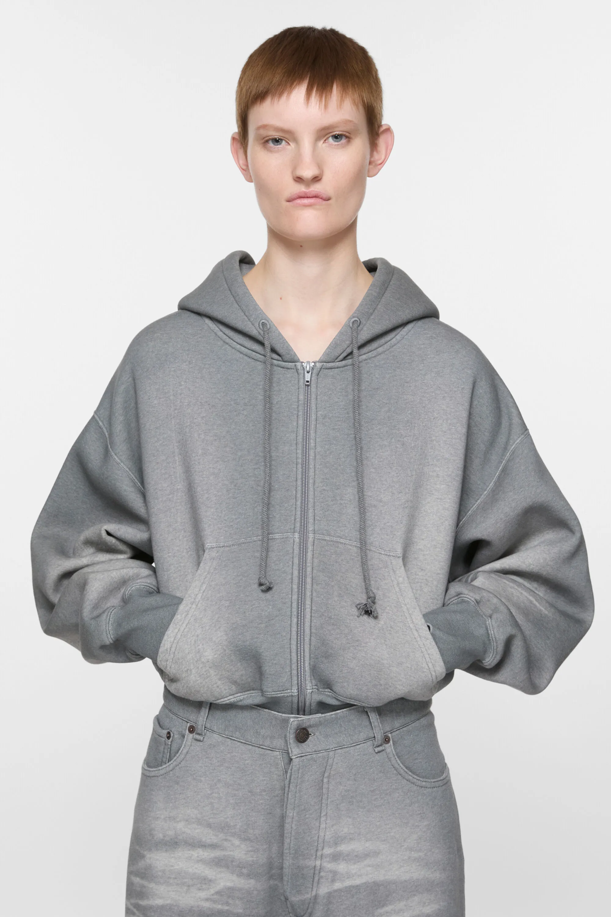 

Свитер на молнии с капюшоном Acne Studios, цвет Grey Melange
