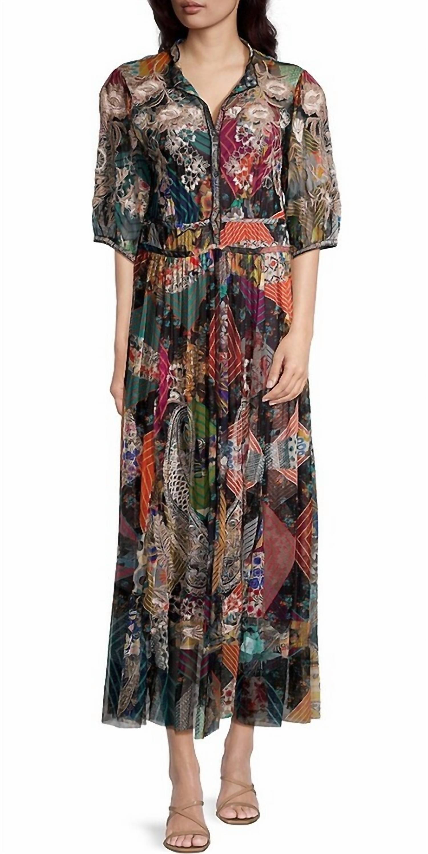 

Платье Kiara Patchwork Mesh в разноцветной гамме Johnny Was, мультиколор