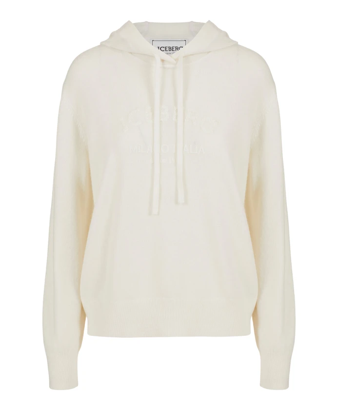 

Худи из кашемировой шерсти молочного цвета Iceberg, белый