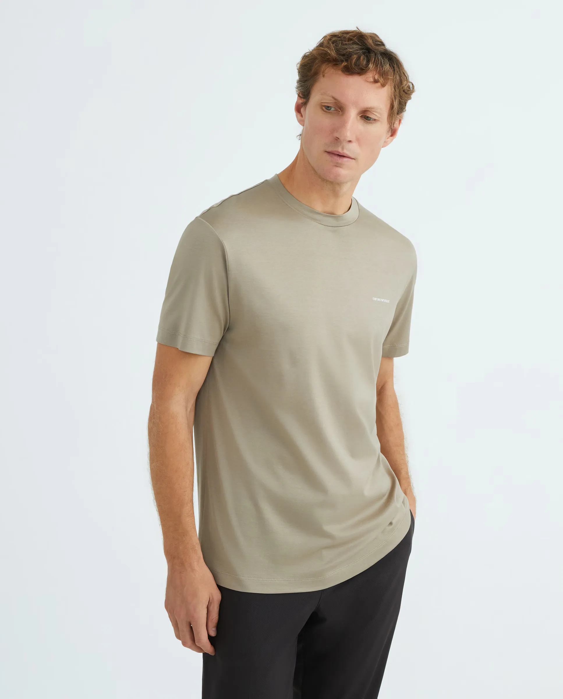 

Мужская футболка с коротким рукавом и микро-логотипом Emporio Armani, цвет Topo