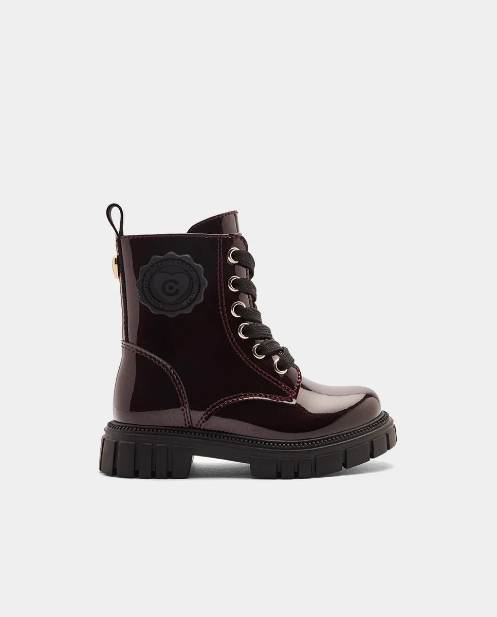 

Ботинки Combat с блестящей пластиковой отделкой Conguitos, темно-красный