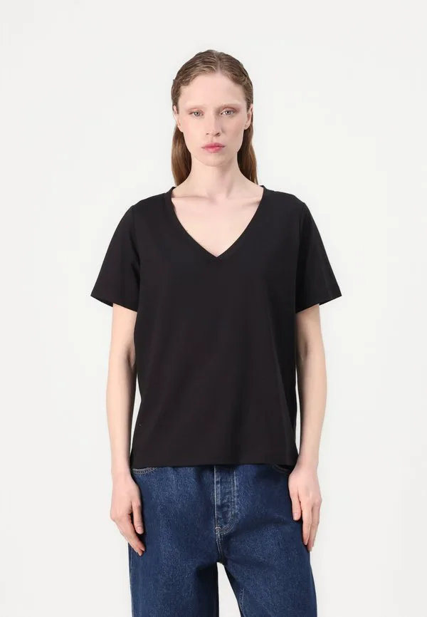 

Гладкая футболка с v-образным вырезом, базовая футболка Calvin Klein, Black, Черный, Гладкая футболка с v-образным вырезом, базовая футболка Calvin Klein, Black