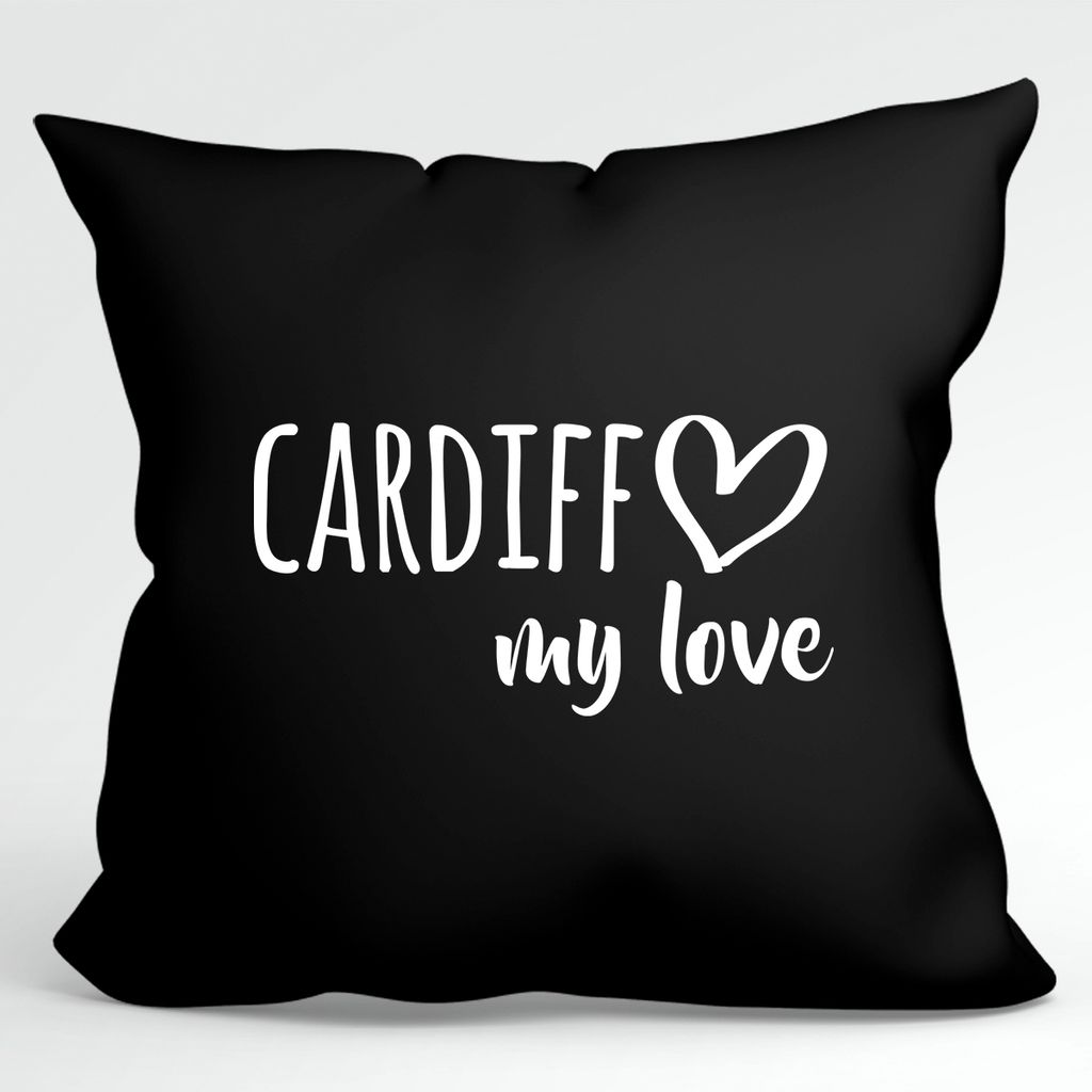 

Подушка Huuraa Cardiff my love, декоративный чехол на подушку без наполнителя, размер 40x40см, черный для всех поклонников Кардиффа, Уэльс, идея подарка для друзей и семьи Hellweg Druckerei