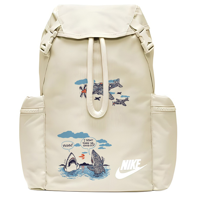 

Nike Полиэстеровый рюкзак унисекс светло-ореховый коричневый белый, Plane Shark