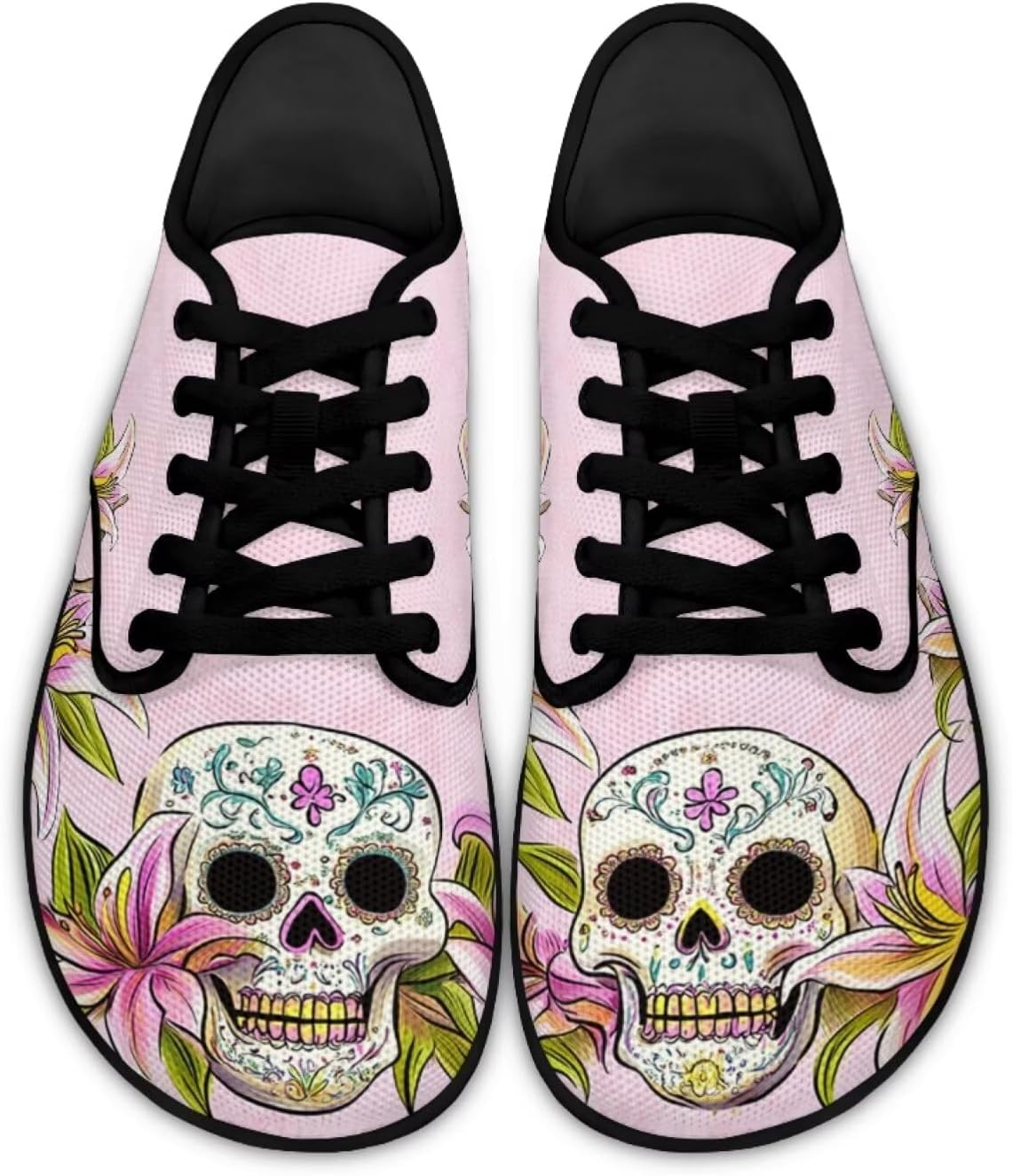 

Кроссовки с широким носком в виде черепа для мужчин и женщин, минималистичные, дышащие, для бега по тропинкам и ходьбы Pointodoor, Skull Lilies Print
