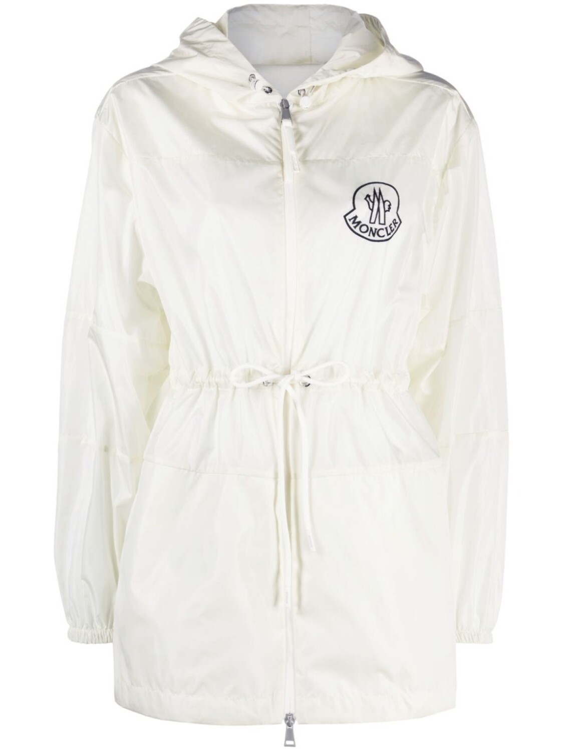 

Moncler плащ с капюшоном и нашивкой-логотипом, белый