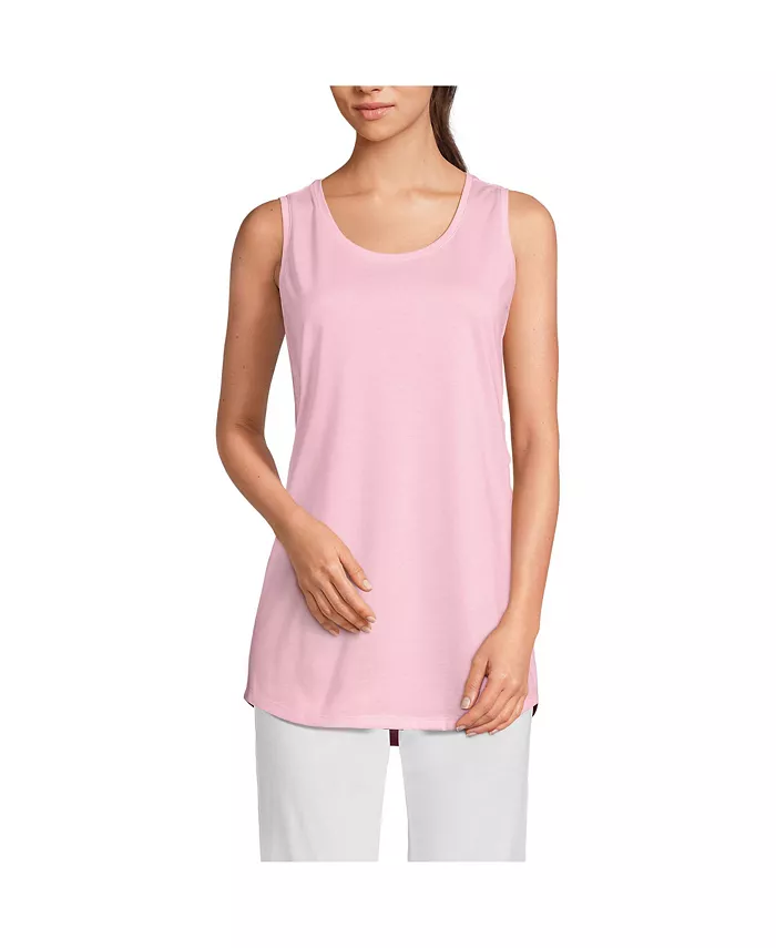 

Женская миниатюрная майка-туника из хлопка Supima Lands' End, розовый