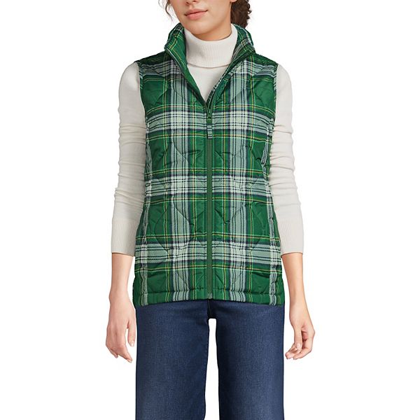 

Женская утепленная жилетка с принтом Featherfree Lands' End, Light Emerald Plaid