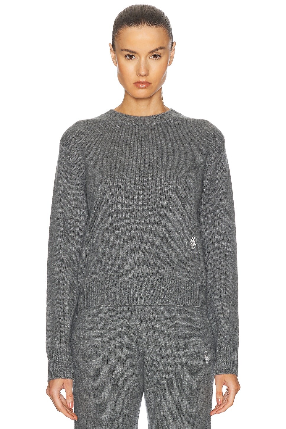 

Кашемировый свитер с круглым вырезом Sporty & Rich, цвет Heather Gray