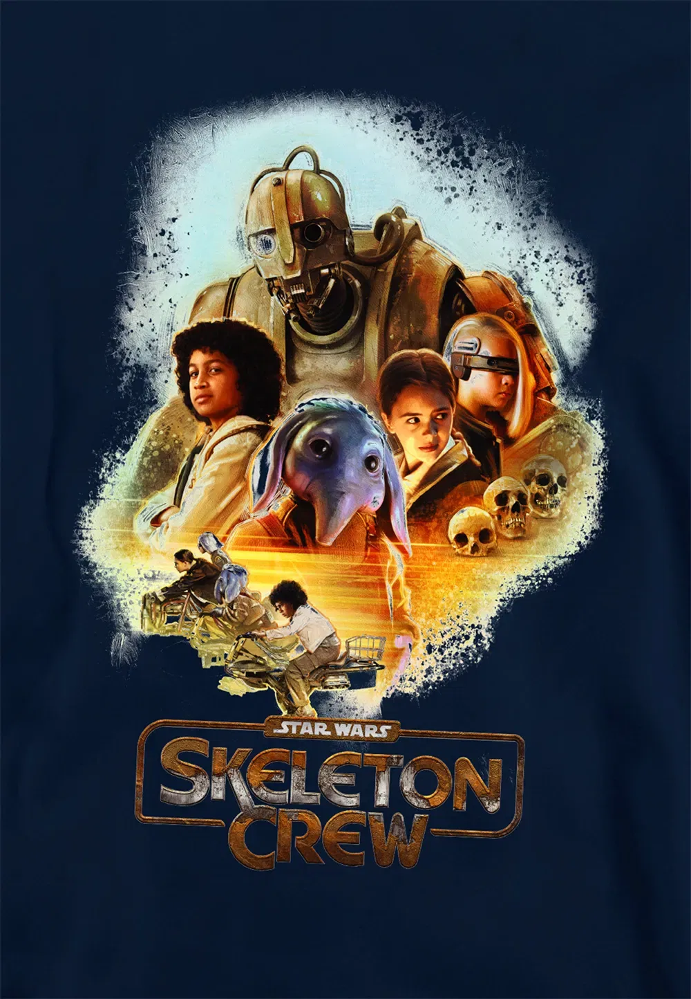 Детский худи Star Wars Skeleton Crew Racing Group, Disney, темно-синий — фото 2