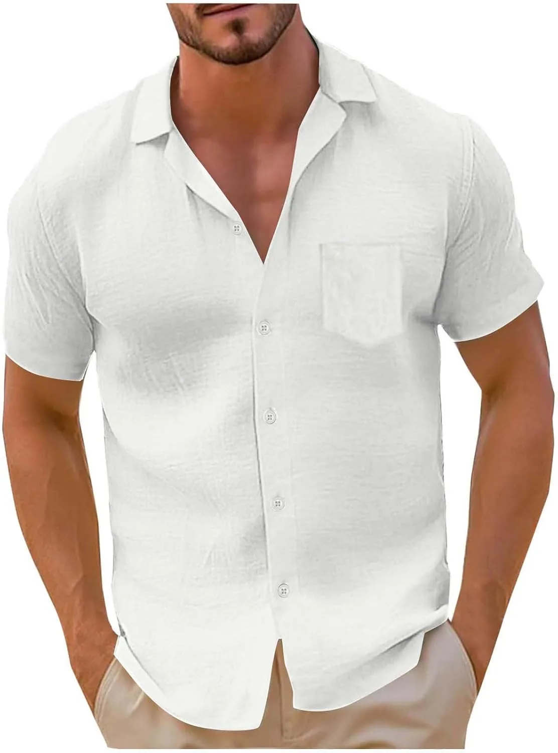 

Мужская повседневная рубашка с коротким рукавом и карманом