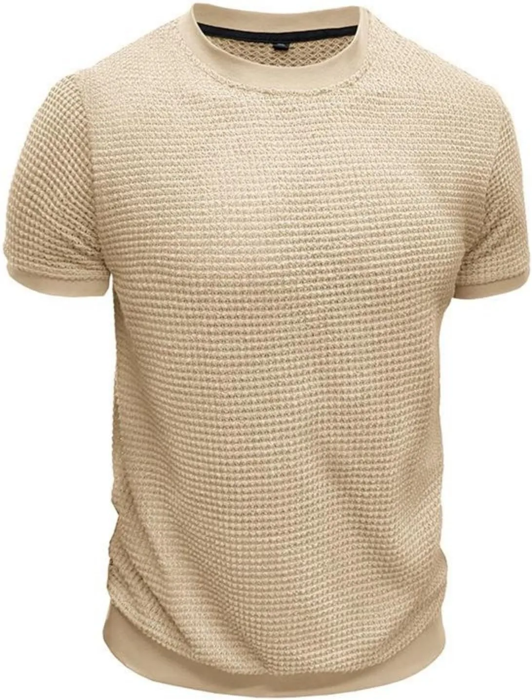 Мужская футболка Waffle Casual с коротким рукавом и свободным кроем — фото 3