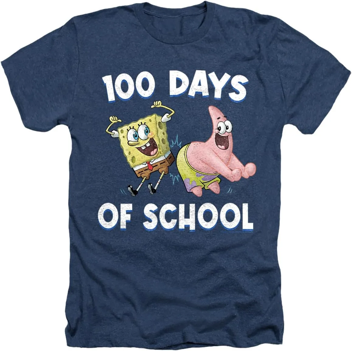 

Футболка Unisex Adult Heather с принтом Spongebob Patrick 100 Days of School Popfunk
