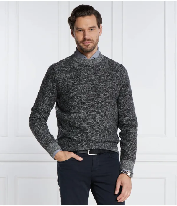 Свитер из шерсти марамео Regular fit Boss, серый — фото 3