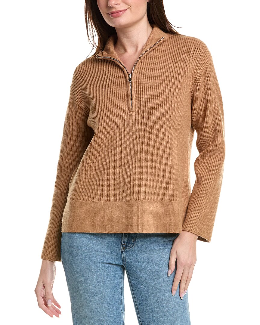 

Английский фабричный свитер с воротником и застежкой-молнией на 1/2 дюйма English Factory, коричневый