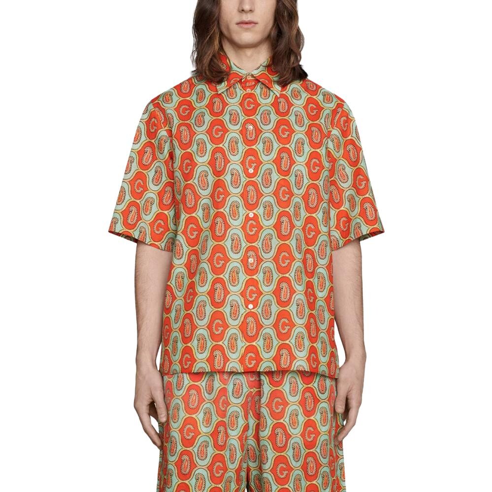 Рубашка мужская Gucci, ярко-оранжевая, оранжевый — фото 2
