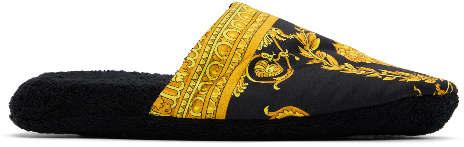 

Желтые тапочки «I Heart Baroque» Versace Underwear, черный