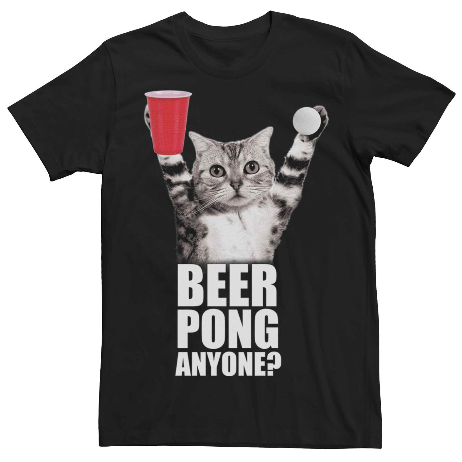 

Мужская футболка Cat Beer Pong Any с графическим рисунком Licensed Character