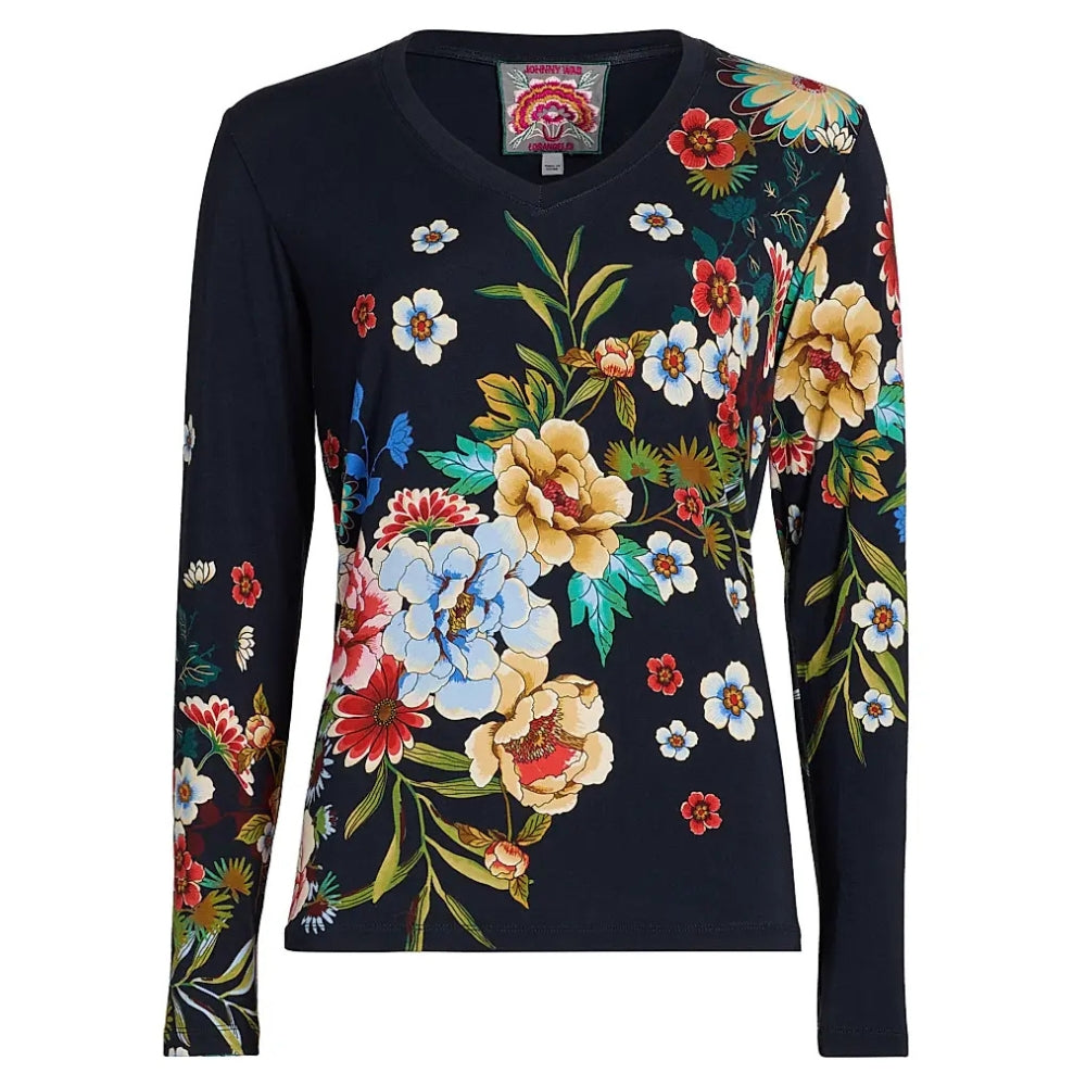 

Женская футболка с длинными рукавами и V-образным вырезом Johnny Was Janie Favorite, Advestia, advestia