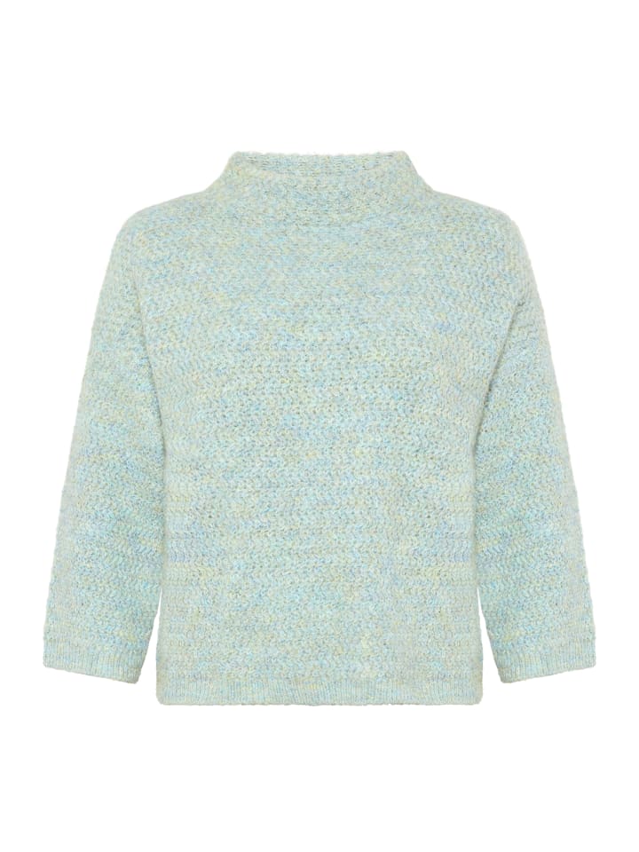 

Светло-голубой/кремовый вязаный свитер с воротником-стойкой CARTOON