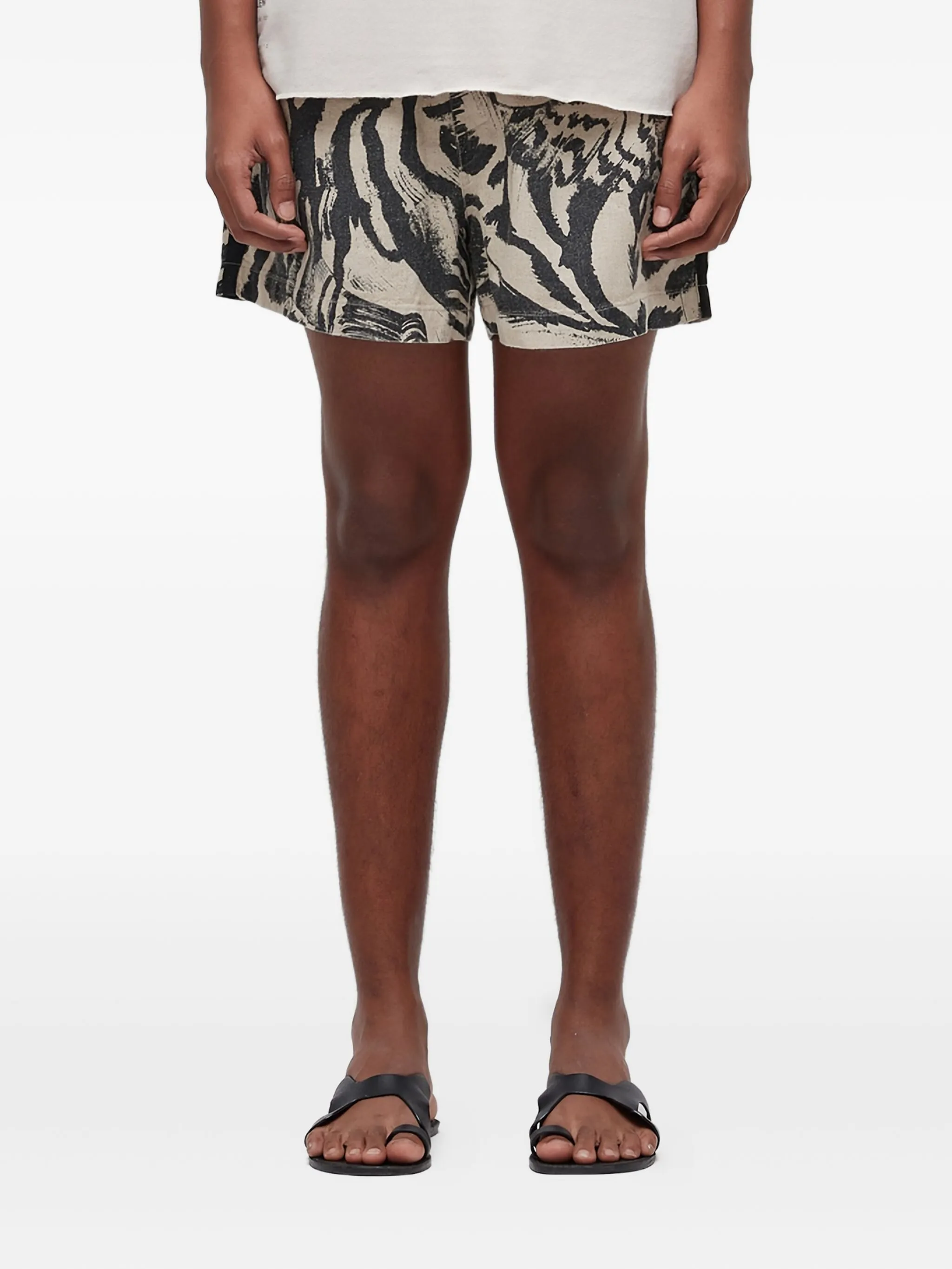 

Шорты с кулиской и тигровым принтом Osklen, бежевый