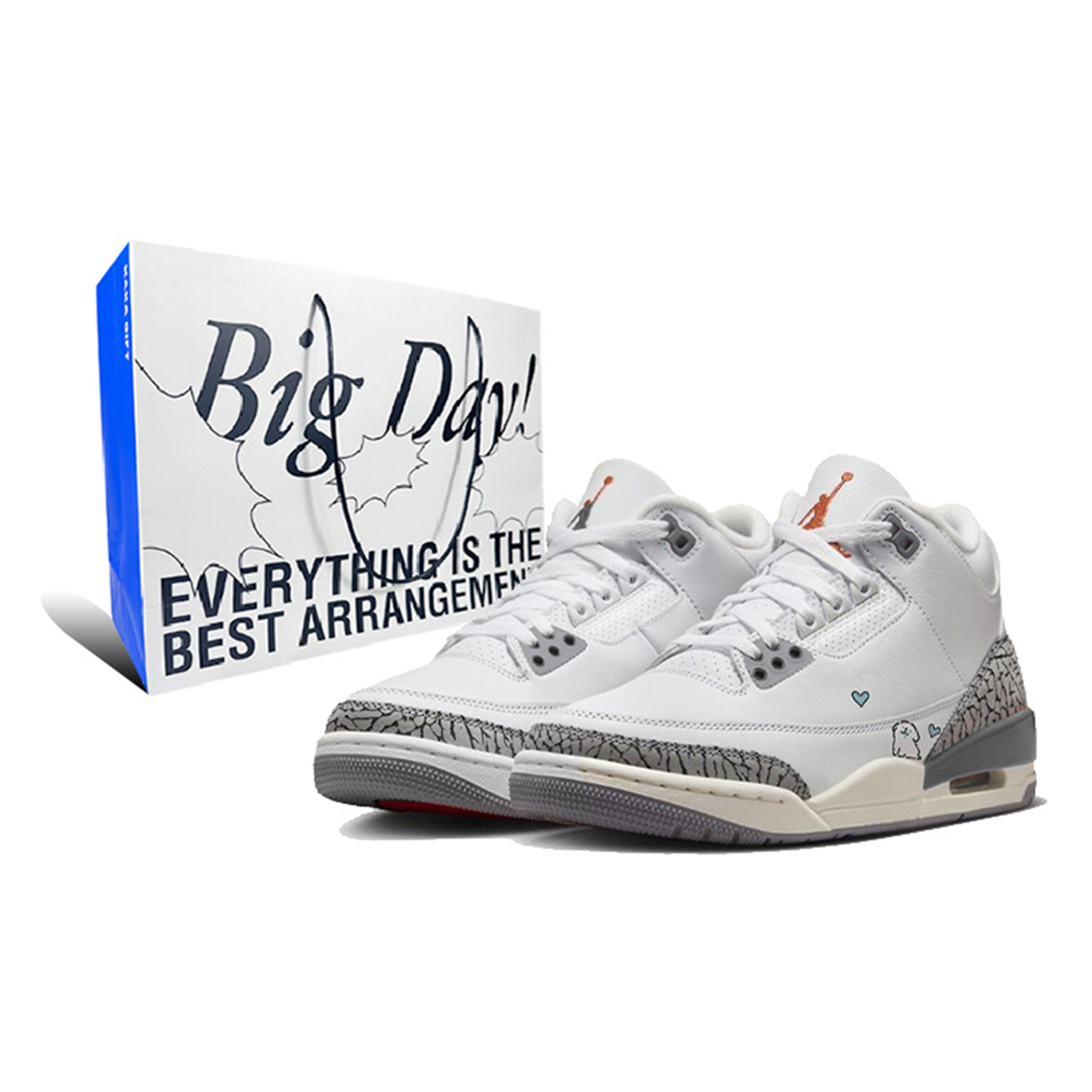 

Кроссовки Air Jordan 3 Vintage Basketball Shoes Women's Mid-top Gray, оранжевый