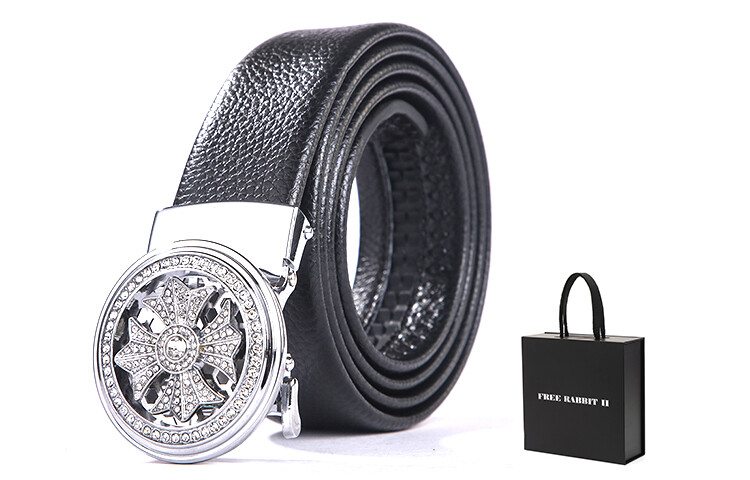 

Мужской кожаный ремень Free Rabbitⅱ, Золото удачи + активная желтая подарочная коробка