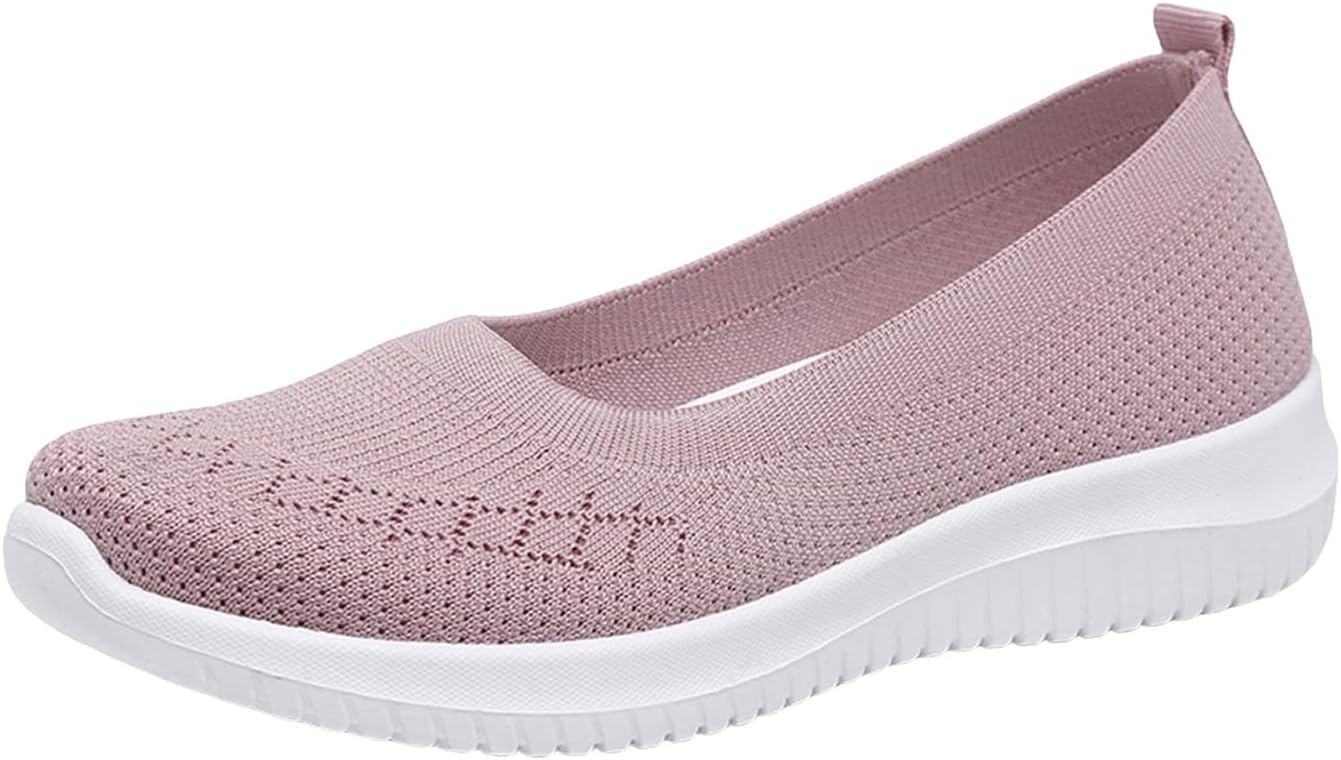 

Женские плетеные ортопедические туфли из сетки, дышащие, удобные для ходьбы, с поддержкой свода стопы, широкой колодкой. Кроссовки-лоферы Go Walk, низкие, легкие, мягкая пена, противоскользящие, повседневные Lghlmcl, розовый