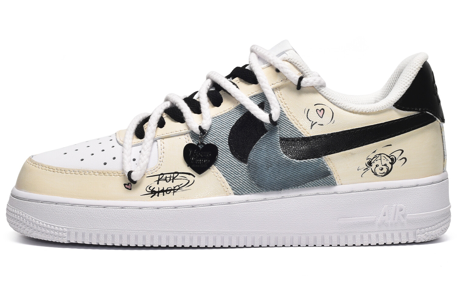 

Кроссовки Nike Air Force 1 Skateboard Shoes Women's Low-Top Beige Black