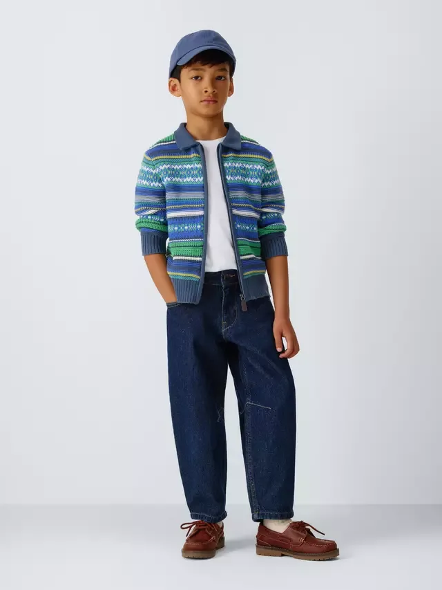 Детский кардиган Fair Isle на молнии, синий, зеленый, красный John Lewis — фото 4