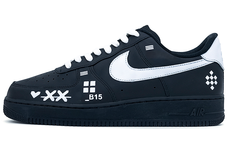 

Кроссовки Nike Air Force 1 Skateboard Shoes Women's Low-Top Black White, Черный, Кроссовки Nike Air Force 1 Skateboard Shoes Women's Low-Top Black White