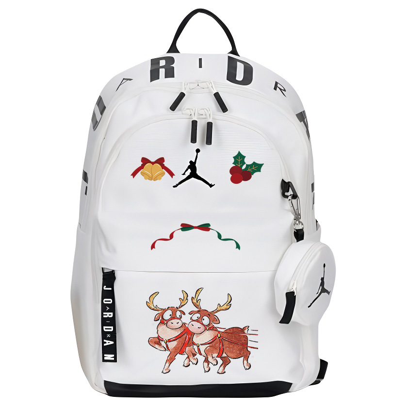 

Jordan Полиэстеровый рюкзак обычный унисекс белый, Christmas Reindeer