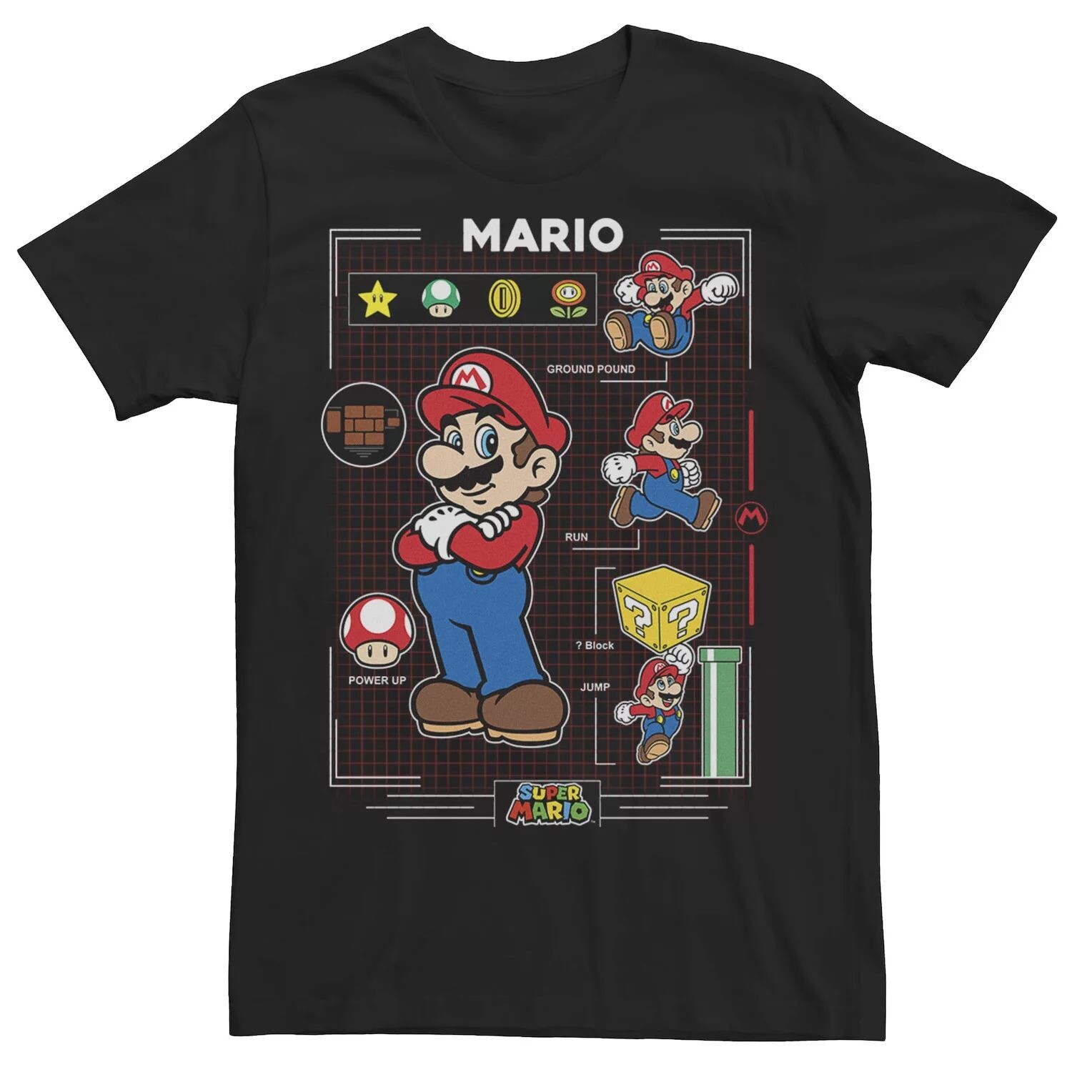 

Мужская футболка Nintendo Super Mario Move List Licensed Character