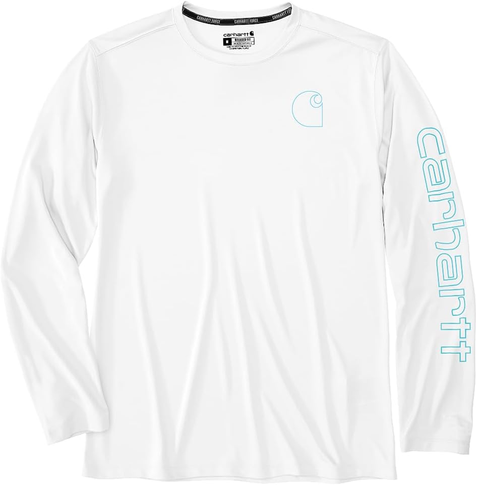 

Легкая мужская футболка Carhartt Force Sun Defender с длинным рукавом и графическим логотипом, White, Белый, Легкая мужская футболка Carhartt Force Sun Defender с длинным рукавом и графическим логотипом, White