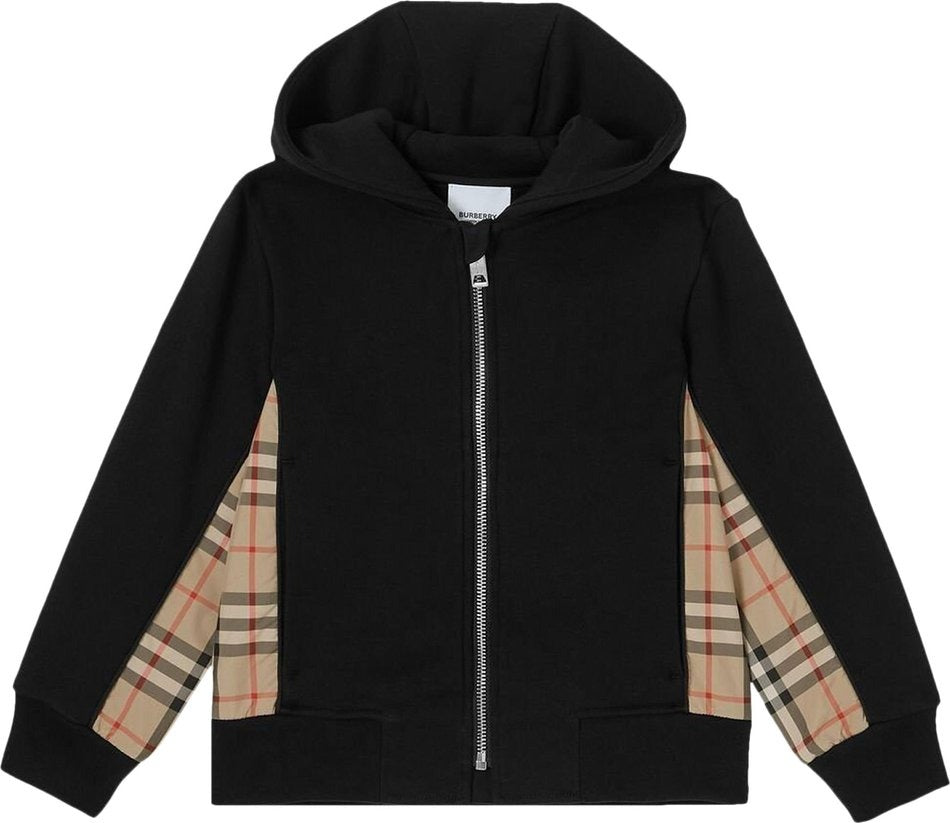 

Burberry Vintage Check Застегивающаяся на молнию худи с длинными рукавами, черный