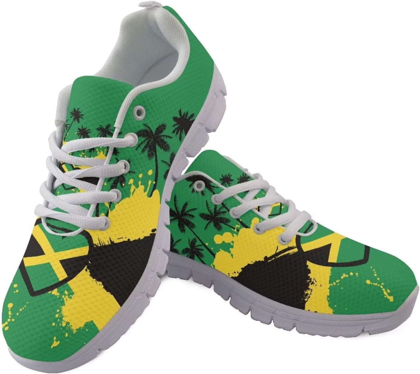 

Женские и мужские кроссовки на шнуровке, спортивные, прочные, для бега, походов и тренажерного зала, размеры США 5-15 Xixirimido, Jamaica Flag Heart Palm