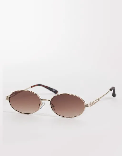 

Золотистые овальные солнцезащитные очки с металлическими кончиками ASOS DESIGN