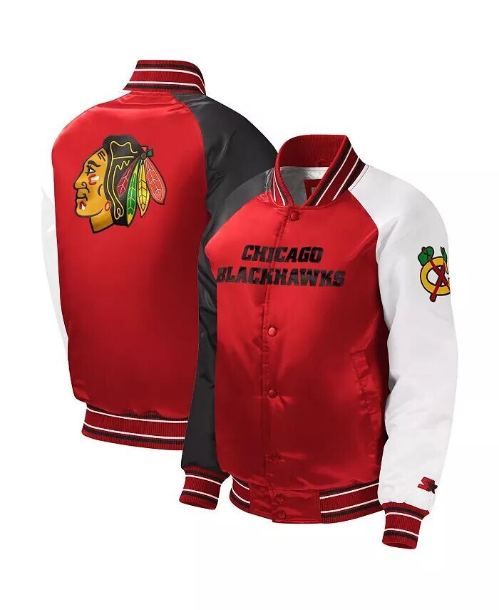 

Красная университетская куртка с длинными кнопками реглан Big Boys Chicago Blackhawks Starter