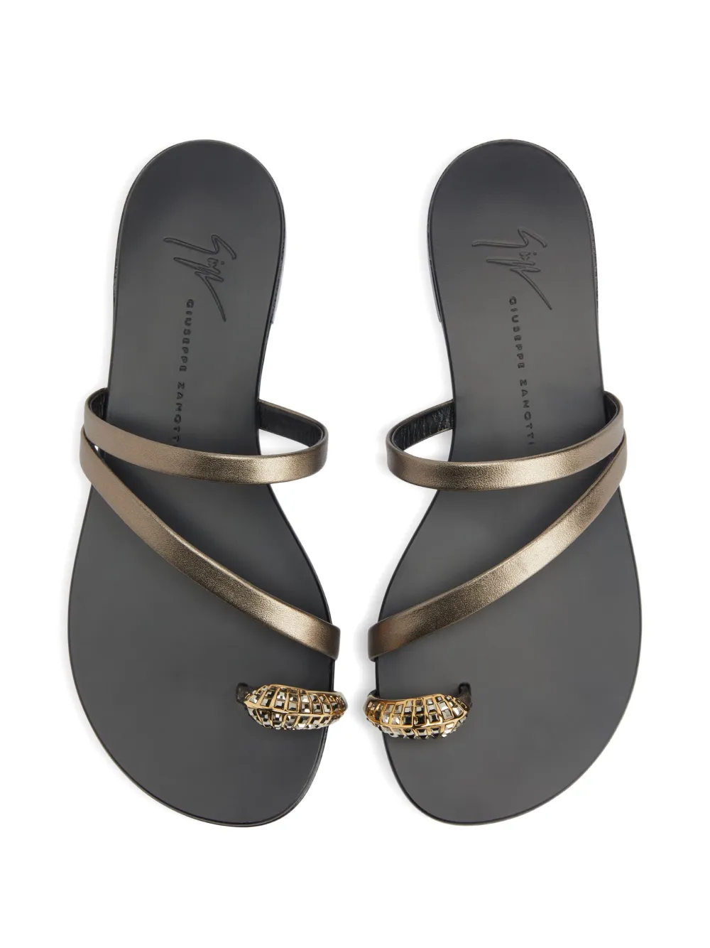 Сандалии Febe Snake из металлизированной кожи Giuseppe Zanotti, золотой — фото 3