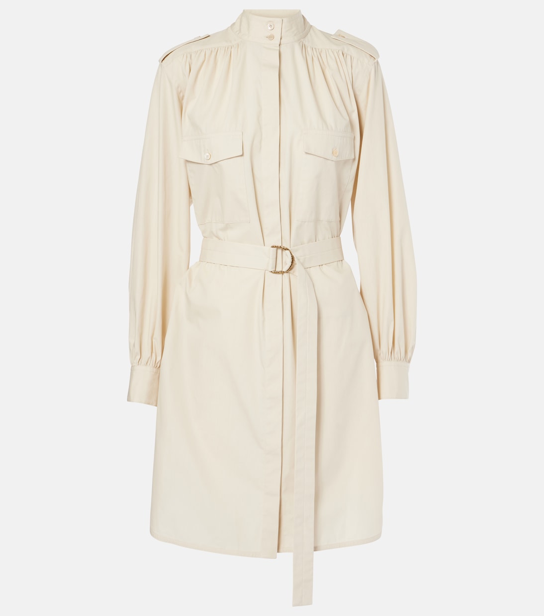 

Платье миди из хлопка с поясом Chloé, Secret Brown